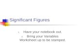 Significant Figures 1. Have your notebook out. 2. Bring your Variables Worksheet up to be stamped.