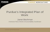 PURDUE AGRICULTURE Purdue University is an Equal Opportunity/Equal Access institution. Purdue’s Integrated Plan of Work Janet Bechman Extension Plan of.