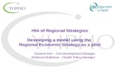 HIA of Regional Strategies Developing a model using the Regional Economic Strategy as a pilot Caroline Keir – HIA Development Manager Rebecca Matthews.