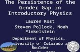 The Persistence of the Gender Gap in Introductory Physics Lauren Kost Steven Pollock, Noah Finkelstein Department of Physics, University of Colorado at.