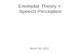Exemplar Theory + Speech Perception March 30, 2010.