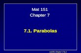 Mat151: Chapter 7, Pg 1 7.1. Parabolas Mat 151 Chapter 7.