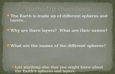The Earth is made up of different spheres and layers... Why are there layers? What are their names? What are the names of the different spheres? List anything.