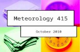 Meteorology 415 October 2010. Numerical Guidance Skill dependent on: Skill dependent on: Initial Conditions Initial Conditions Resolution Resolution Model.
