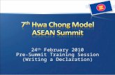 24 th February 2010 Pre-Summit Training Session (Writing a Declaration)