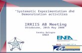 “Systematic Experimentation and Demonstration activities” IRRIIS AB Meeting Ottobrunn, 20th May 2008 Sandro Bologna ENEA.