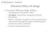 1 Adverse effect of drugs Excessive Pharmacologic Effects –overdoing the therapeutic effect –Atropine –muscarinic antagonist, desired therapeutic –Effect: