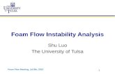 Foam Flow Meeting, Jul.9th, 2013 1 Foam Flow Instability Analysis Shu Luo The University of Tulsa.