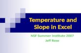 Temperature and Slope in Excel NSF Summer Institute 2007 Jeff Rose.