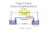 Capillary Electrophoresis (CE) PHAR 2143 1. Lecture Objectives By the end of the lecture, students should be able to: 1.Illustrate the CE instrumental.