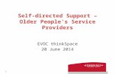 1 Self-directed Support – Older People’s Service Providers EVOC thinkSpace 20 June 2014.