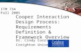 Cooper Interaction Design Process: Requirements Definition & Framework Overview Dr. Cindy Corritore Creighton University ITM 734 Fall 2005.