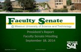 President’s Report Faculty Senate Meeting September 18, 2014 President's Report1.
