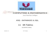 Section 11ER Tables1 HSQ - DATABASES & SQL And Franchise Colleges 11 ER Tables By MANSHA NAWAZ.