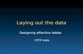 Laying out the data Designing effective tables FETP India.