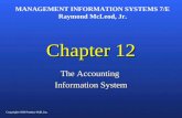 Chapter 12 The Accounting Information System MANAGEMENT INFORMATION SYSTEMS 7/E Raymond McLeod, Jr. Copyright 1998 Prentice Hall, Inc.
