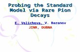 Probing the Standard Model via Rare Pion Decays E. Velicheva, V. Baranov JINR, DUBNA.