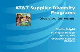 AT&T Supplier Diversity Programs Sheila Bright Sr. Program Manager April 26, 2007 CPUC Small Business Workshop Diversity. Delivered.