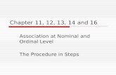 Chapter 11, 12, 13, 14 and 16 Association at Nominal and Ordinal Level The Procedure in Steps.