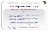 Chi-Square Test ( 2 ) Chi-Square Test (  2 ) Used when dependent variable is counts within categories Used when DV has two or more mutually exclusive.