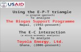 Using the E-P-T triangle (a program approach) To analyze The Biogas Support Programme Nepal, (1992-present) & The E-C interaction (a micro-economic analysis)