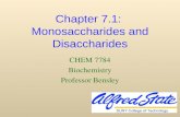 Chapter 7.1: Monosaccharides and Disaccharides CHEM 7784 Biochemistry Professor Bensley.