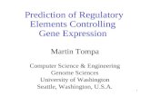 1 Prediction of Regulatory Elements Controlling Gene Expression Martin Tompa Computer Science & Engineering Genome Sciences University of Washington Seattle,
