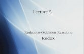 Lecture 5 Reduction-Oxidation Reactions Redox Reduction-Oxidation Reactions Redox.