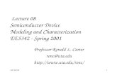 L08 Feb 081 Lecture 08 Semiconductor Device Modeling and Characterization EE5342 - Spring 2001 Professor Ronald L. Carter ronc@uta.edu