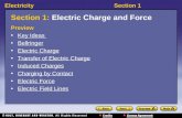 ElectricitySection 1 Section 1: Electric Charge and Force Preview Key Ideas Bellringer Electric Charge Transfer of Electric Charge Induced Charges Charging.
