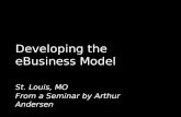Developing the eBusiness Model St. Louis, MO From a Seminar by Arthur Andersen.