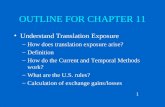 1 OUTLINE FOR CHAPTER 11 Understand Translation Exposure –How does translation exposure arise? –Definition –How do the Current and Temporal Methods work?