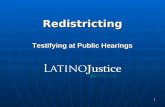 1 Redistricting Testifying at Public Hearings. 2  Testifying at a Legislative Hearing Step 1 - Call the committee staff and ask when.