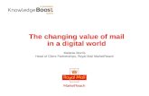 The changing value of mail in a digital world Melanie Morris Head of Client Partnerships, Royal Mail MarketReach.
