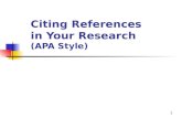 1 Citing References in Your Research (APA Style).