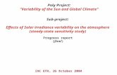 IAC ETH, 26 October 2004 Sub-project: Effects of Solar irradiance variability on the atmosphere (steady-state sensitivity study) Progress report (final)
