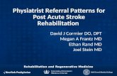 Rehabilitation and Regenerative Medicine Physiatrist Referral Patterns for Post Acute Stroke Rehabilitation David J Cormier DO, DPT Megan A Frantz MD Ethan.
