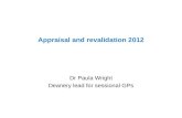 Appraisal and revalidation 2012 Dr Paula Wright Deanery lead for sessional GPs.