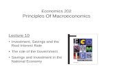 Economics 202 Principles Of Macroeconomics Lecture 10 Investment, Savings and the Real Interest Rate The role of the Government Savings and Investment.