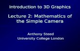 Introduction to 3D Graphics Lecture 2: Mathematics of the Simple Camera Anthony Steed University College London.