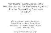 Hardware, Languages, and Architectures for Defense Against Hostile Operating Systems (DHOSA) Vikram Adve, Krste Asanović, David Evans, Sam King, Greg Morrisett,