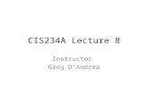 CIS234A Lecture 8 Instructor Greg D’Andrea. Review Text Table contains only text, evenly spaced on the Web page in rows and columns uses only standard.