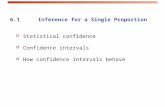 6.1 Inference for a Single Proportion  Statistical confidence  Confidence intervals  How confidence intervals behave.