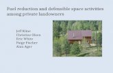 Fuel reduction and defensible space activities among private landowners Jeff Kline Christine Olsen Eric White Paige Fischer Alan Ager.