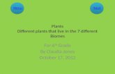 Plants Different plants that live in the 7 different Biomes For 6 th Grade By Claudia Jones October 17, 2012 NextMenu.