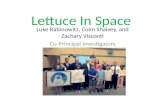 Lettuce In Space Luke Rabinowitz, Colm Shalvey, and Zachary Visconti Co-Principal Investigators.
