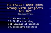 PITFALLS: What goes wrong with projects for OVC Menahem Prywes I.Micro-credit II.Skills training III.Leakage of benefits IV.Excessive benefits.