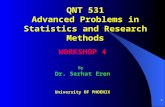 1 QNT 531 Advanced Problems in Statistics and Research Methods WORKSHOP 4 By Dr. Serhat Eren University OF PHOENIX.