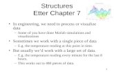 1 Structures Etter Chapter 7 In engineering, we need to process or visualize data –Some of you have done Matlab simulations and visualizations Sometimes.