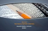 EN 314 TECHNICAL REPORT WRITING Jeaneth Balaba, Lecturer ISHRM.